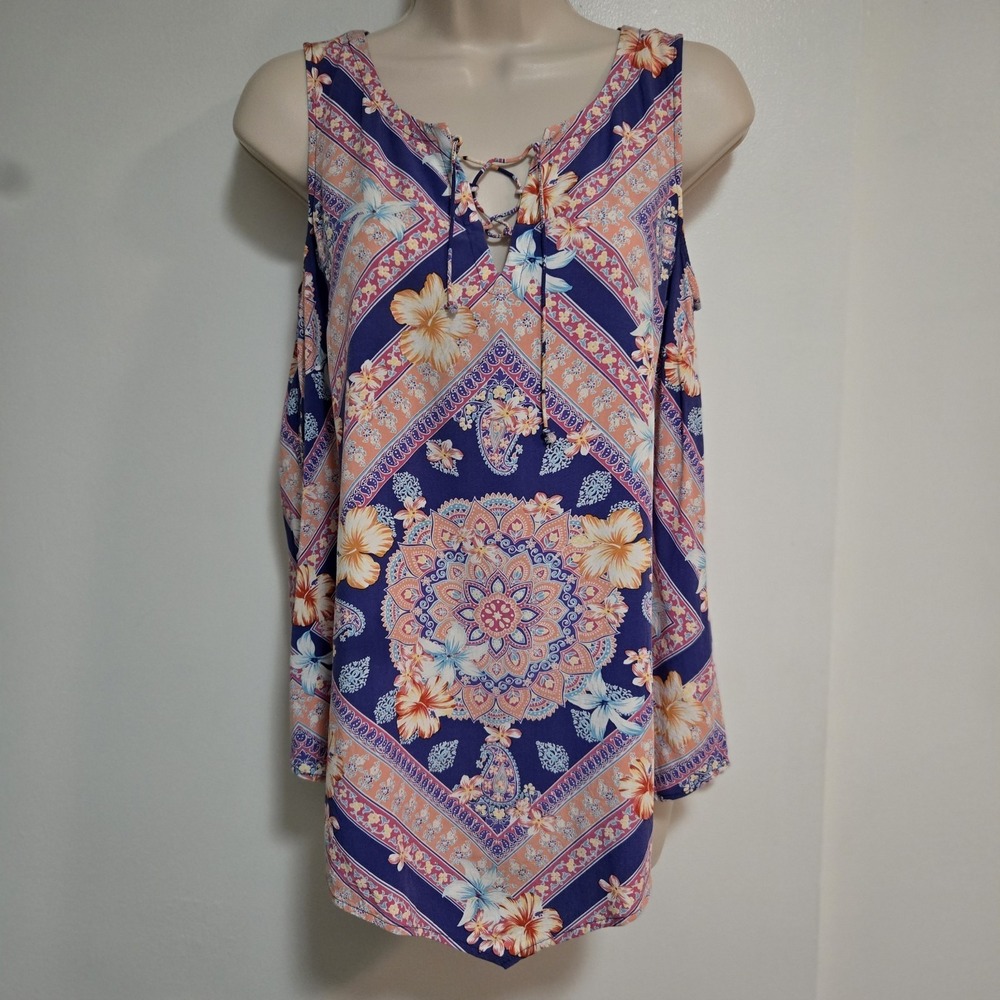 J. Jill Sz‎ XS Pastel Multi-Pattern Knit Sleeveless Relax Fit Tunic A-Line Swing